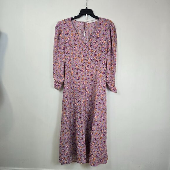 ASTR Floral Puff Sleeve Midi Dress XL - Picture 2 of 4
